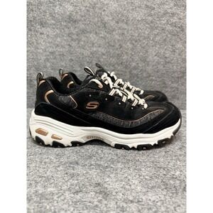 Skechers D'Lites Me Time BLACK-ROSE GOLD Air Cooled Memory Foam Reg $80
